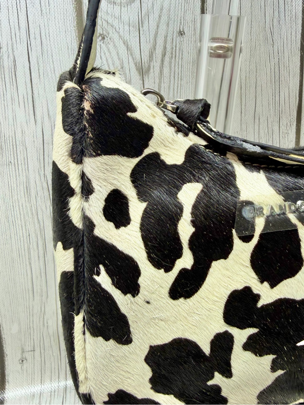 Brand New Brandon Blackwood Pony Hair Cow Print Shoulder Bag — image 4 of 8